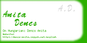 anita dencs business card